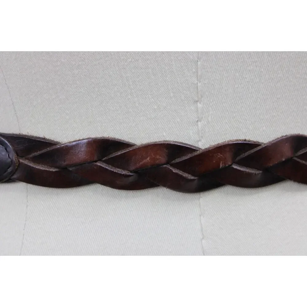 HOLLISTER Belt Size XS/S Vintage 90s California Brown Braided Logo Leather